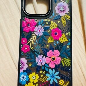 Floral Pattern Phone Case - Black